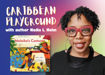 Headshot of Nadia L. Hohn and cover of her book Malaika's Costume